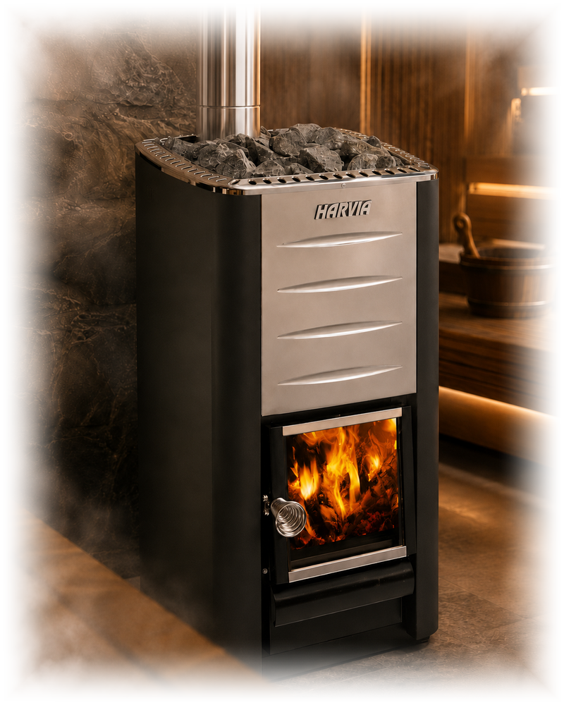 Harvia M3 wood heater (non-insulated chimney)